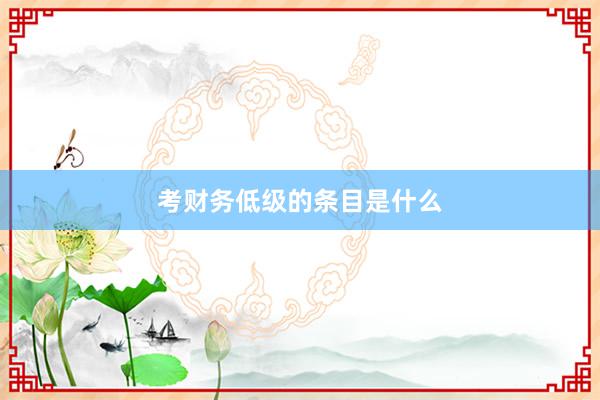 考财务低级的条目是什么