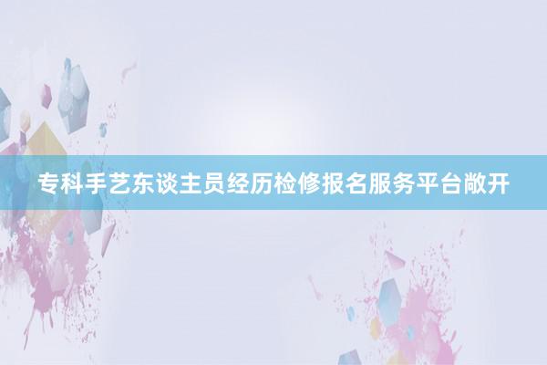 专科手艺东谈主员经历检修报名服务平台敞开