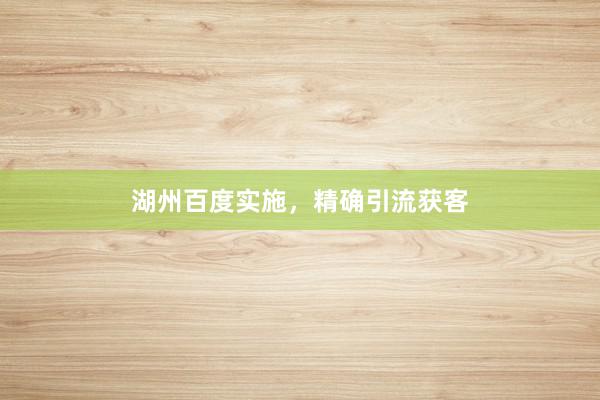 湖州百度实施，精确引流获客