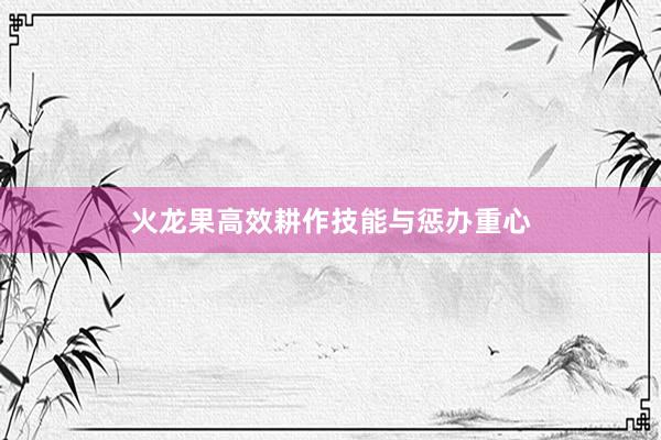 火龙果高效耕作技能与惩办重心